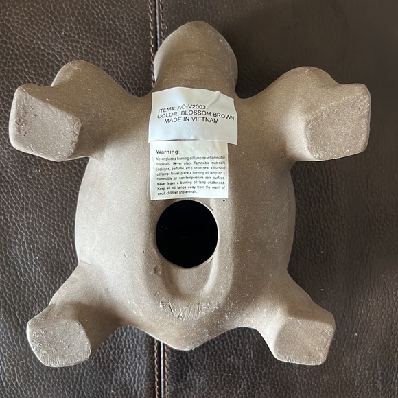 NWT Turtle Ceramic Oil Lamp W/Brown Glaze Shell & Removable Oil Container/Wick - Picture 9 of 10